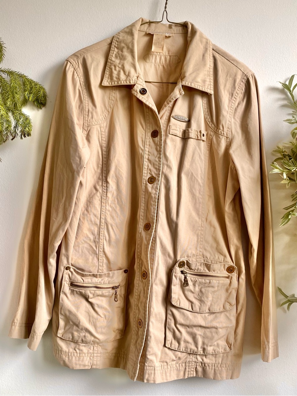 Beige Utility Jacket Fall Autumn Sport Activewear Cotton